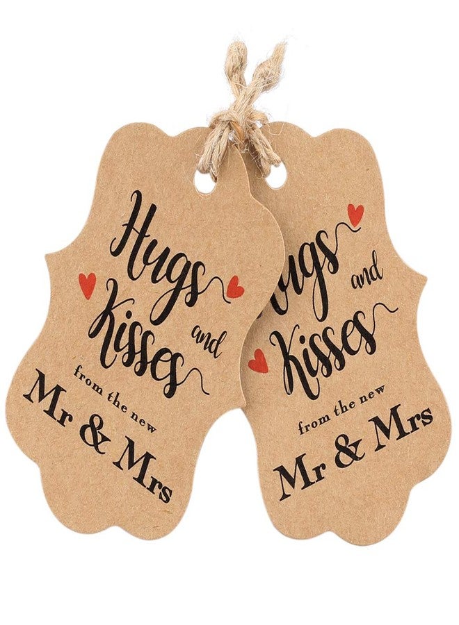 g2 بلس بطاقات هدايا من ورق كرافت من G2PLUS مع خيط، 100 قطعة، بطاقات هدايا زفاف، مقاس 2 × 2.8 بوصة، بطاقات "أحضان وقبلات من السيد والسيدة الجديدين" لحفلات الزفاف، وحفلات توديع العزوبية، وحفلات الذكرى السنوية - Image 5